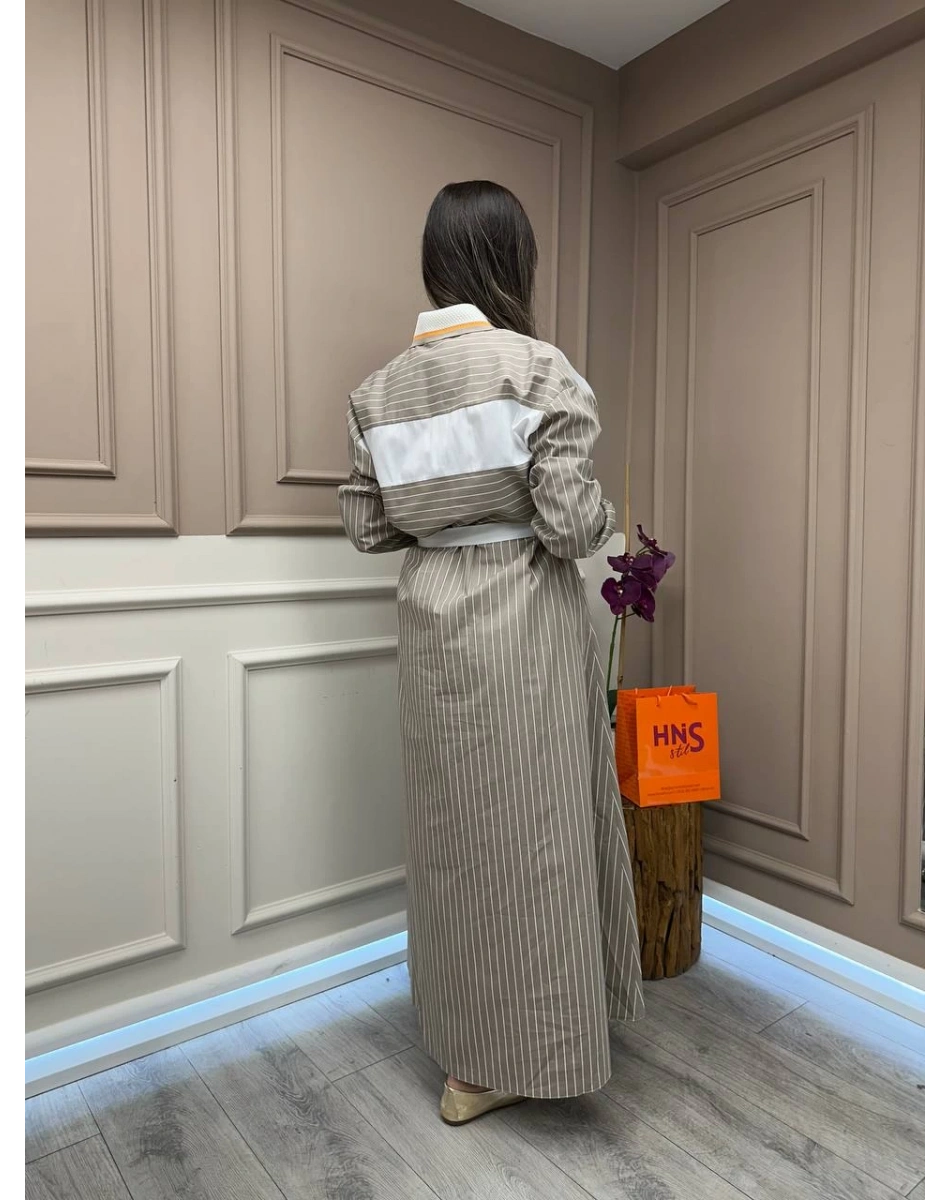 Ghisa 25YGSELB4048 Vizon Yaka Detaylı Elbise