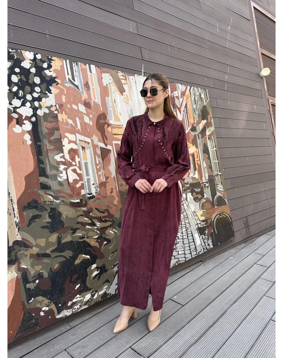 Ghisa 25YGSELB4969 Bordo Desenli Elbise