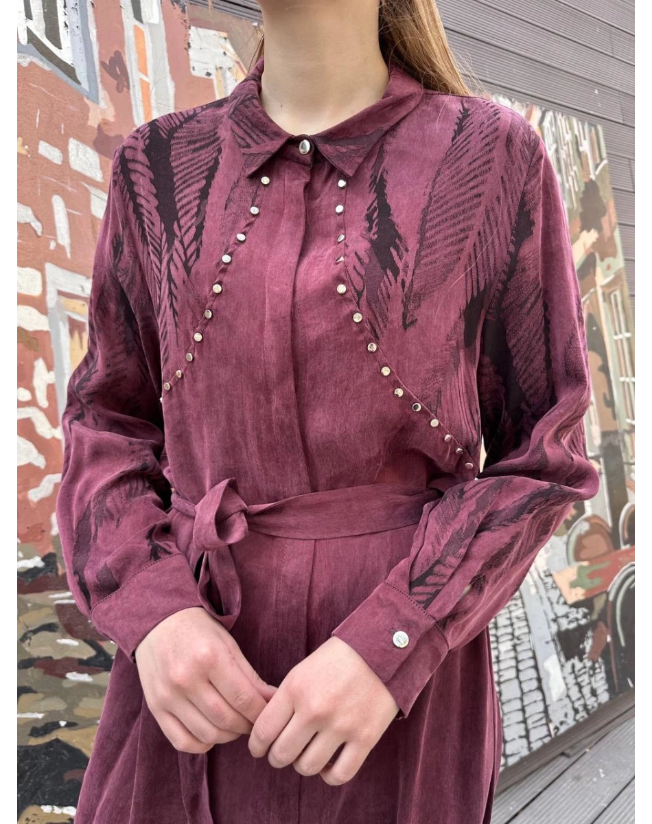 Ghisa 25YGSELB4969 Bordo Desenli Elbise