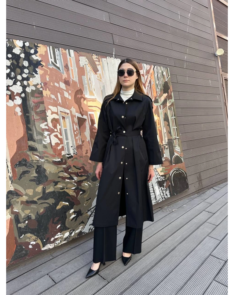 Ghisa 25YGSKAP2673 Siyah Trenç