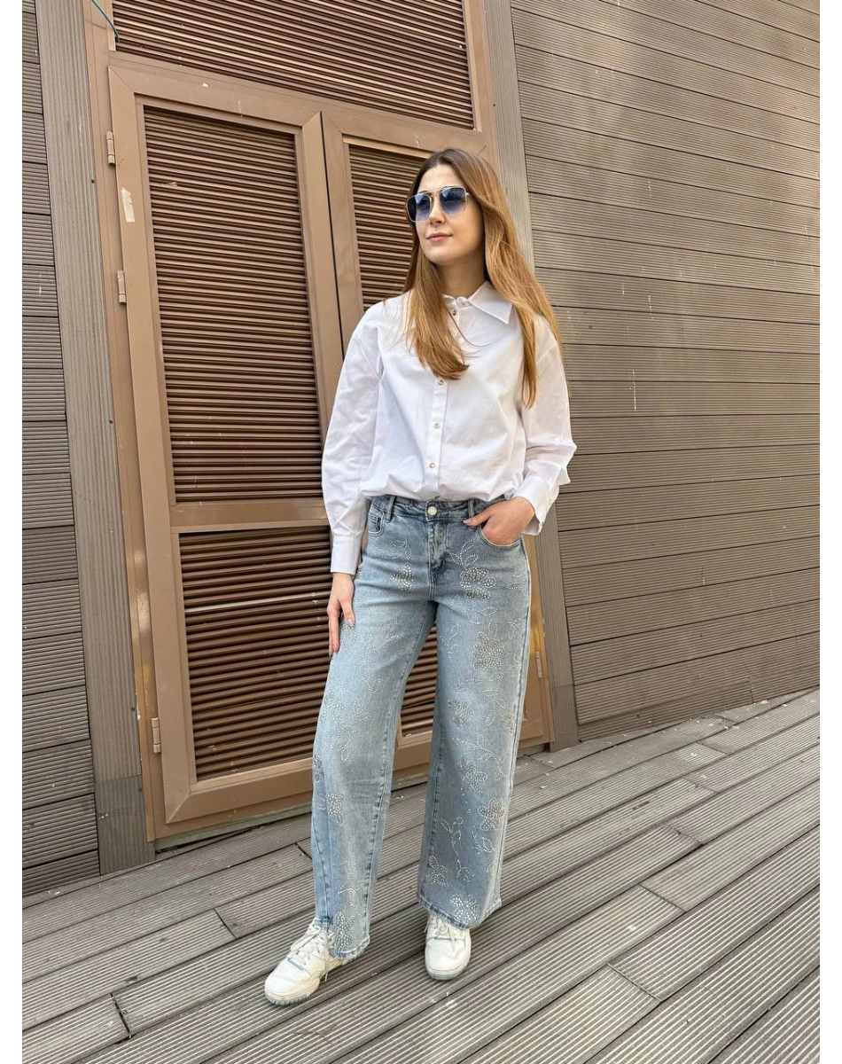 Ghisa 25YGSPNT8701 Mavi Taşlı Pantolon