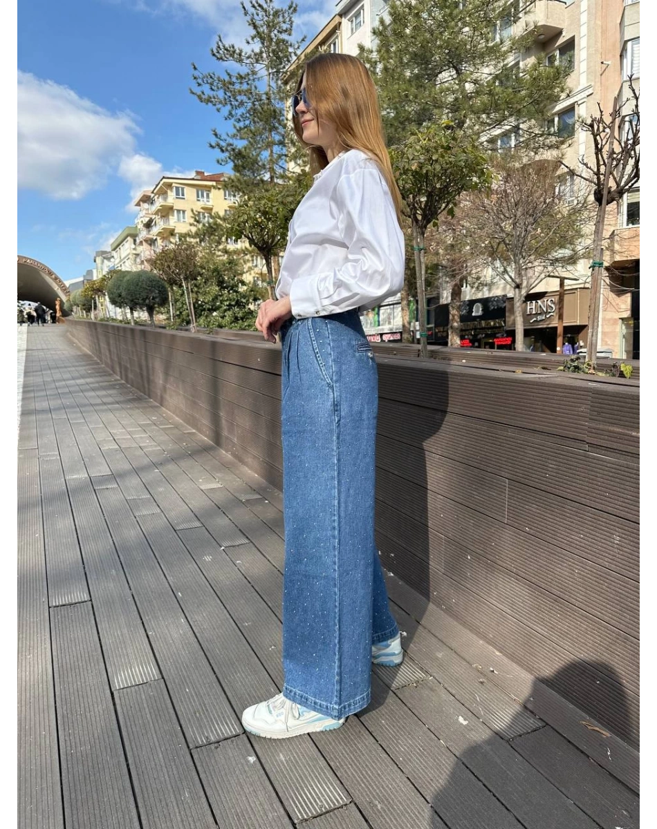 Ghisa 25YGSPNT8702 Mavi Taşlı Pantolon