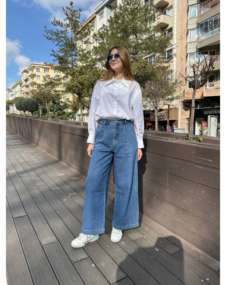 Ghisa 25YGSPNT8702 Mavi Taşlı Pantolon