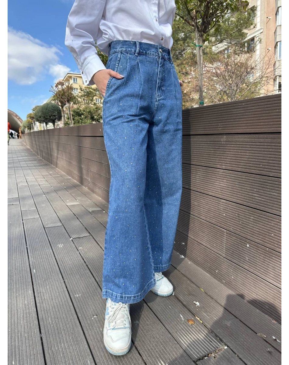 Ghisa 25YGSPNT8702 Mavi Taşlı Pantolon