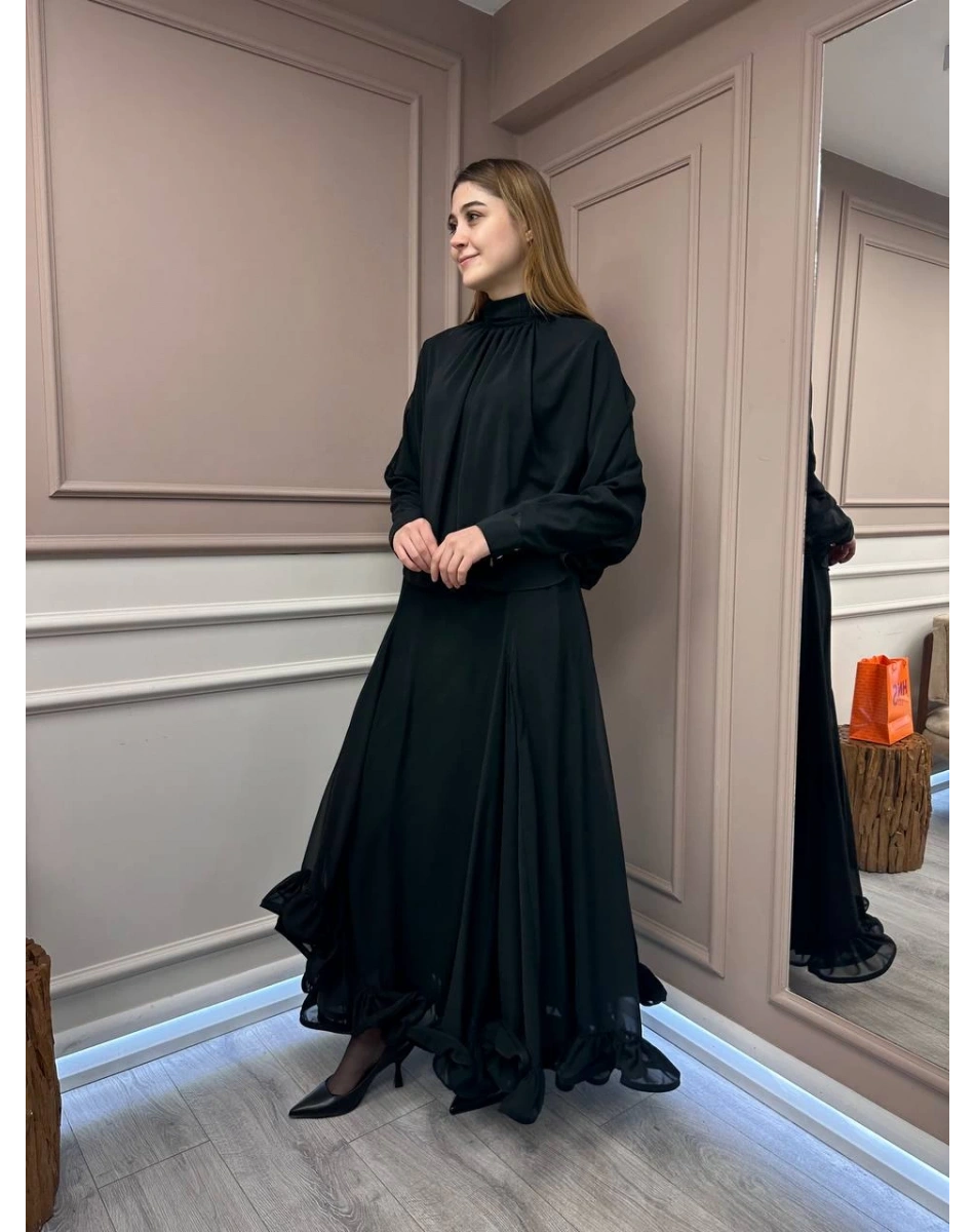 Ghisa 25YGSTKM1860 Siyah Etek Ucu Detaylı Takım