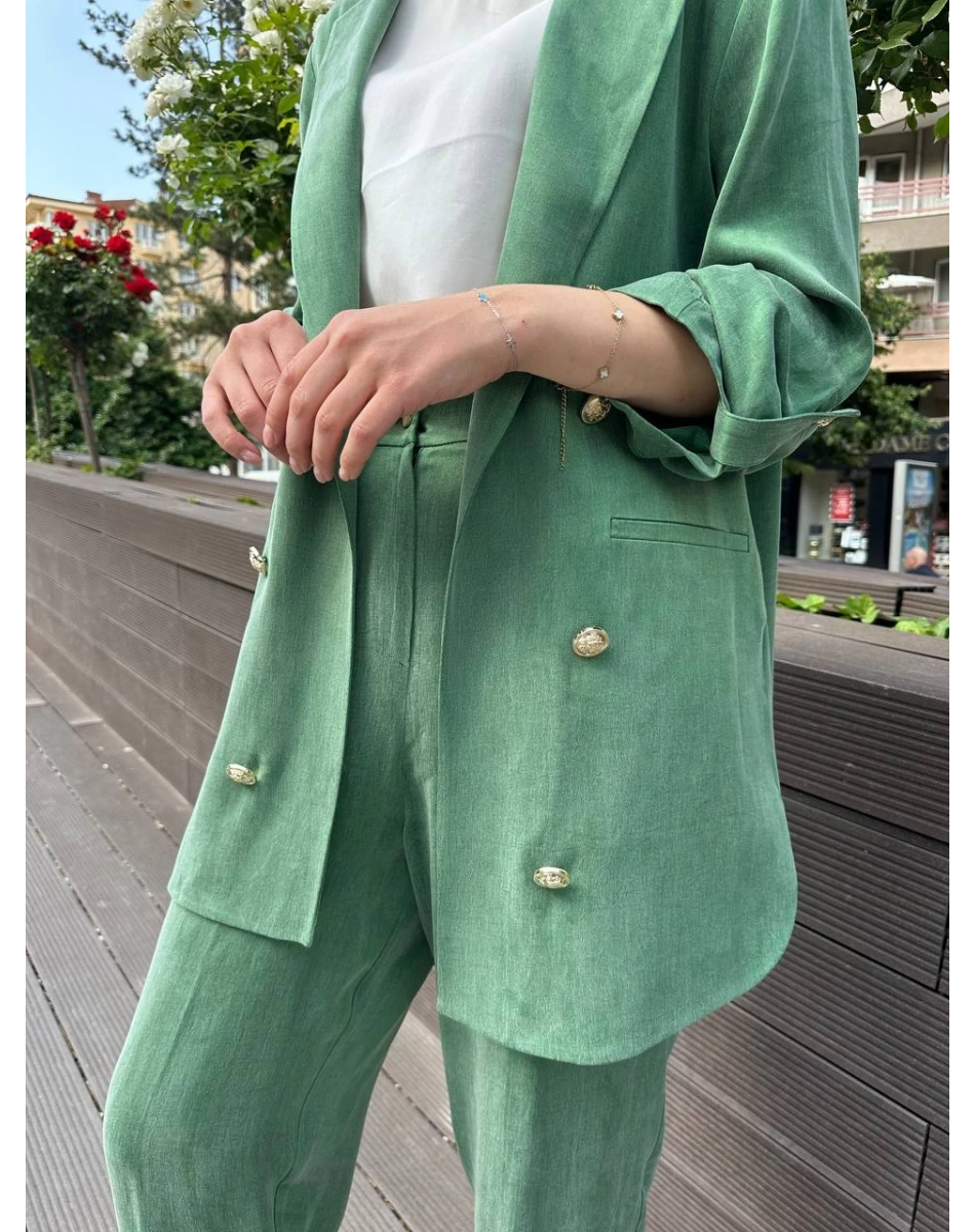 Ghisa 25YGSTKM3047 Açık Yeşil İpek İkili Takım