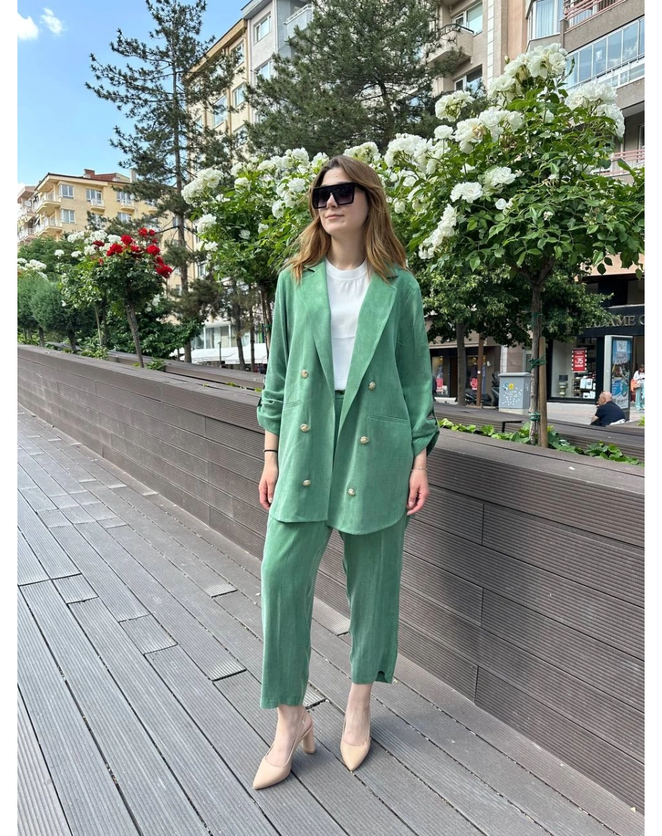 Ghisa 25YGSTKM3047 Açık Yeşil İpek İkili Takım