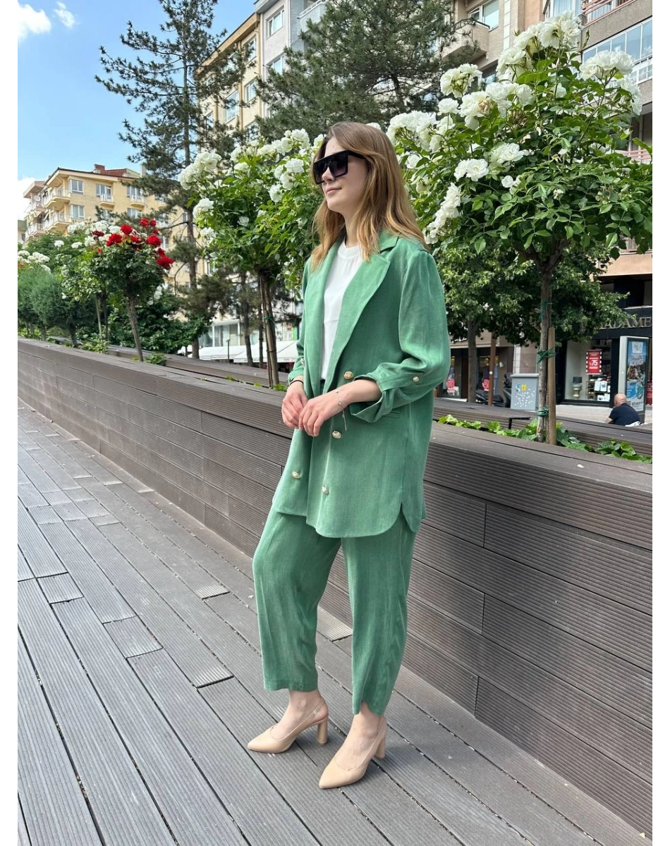 Ghisa 25YGSTKM3047 Açık Yeşil İpek İkili Takım