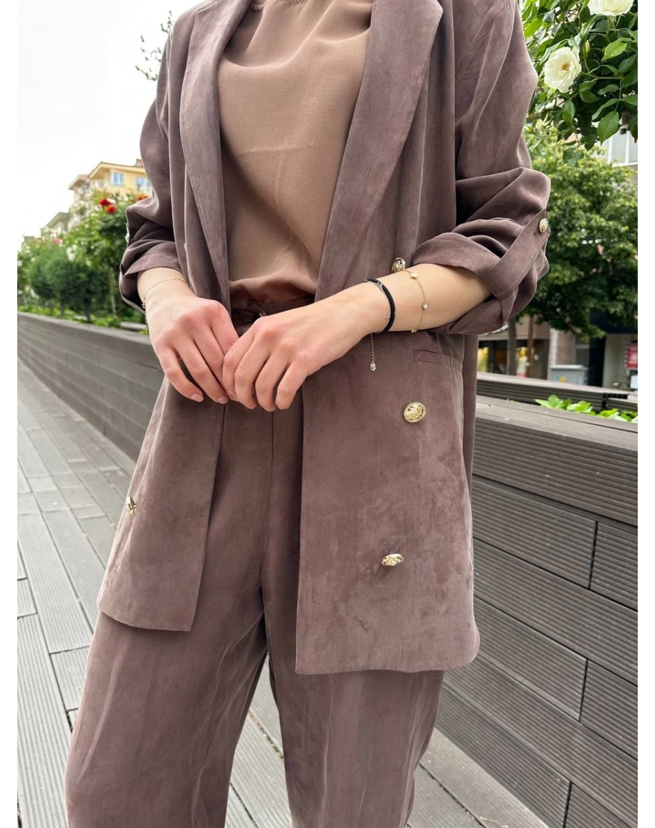 Ghisa 25YGSTKM3047 Kahve İpek İkili Takım