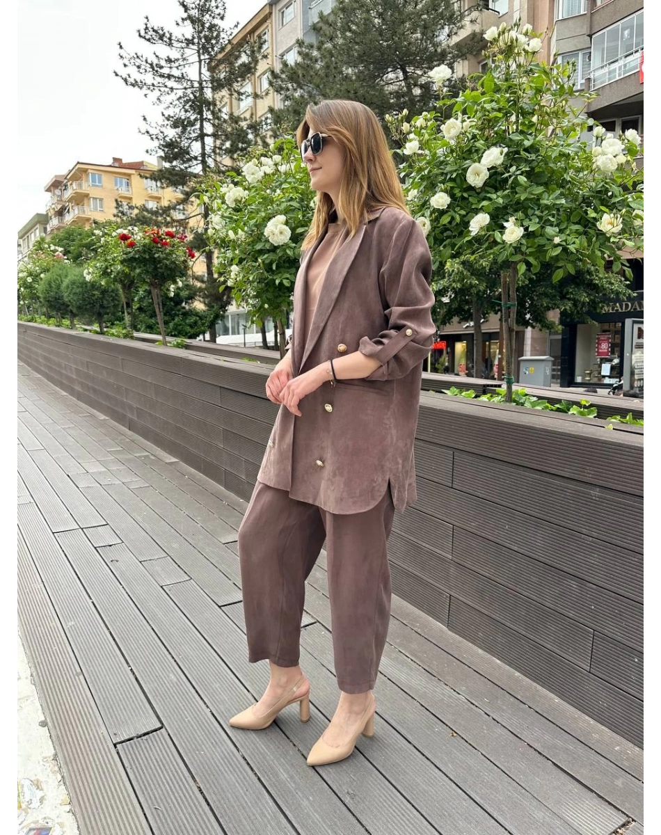 Ghisa 25YGSTKM3047 Kahve İpek İkili Takım