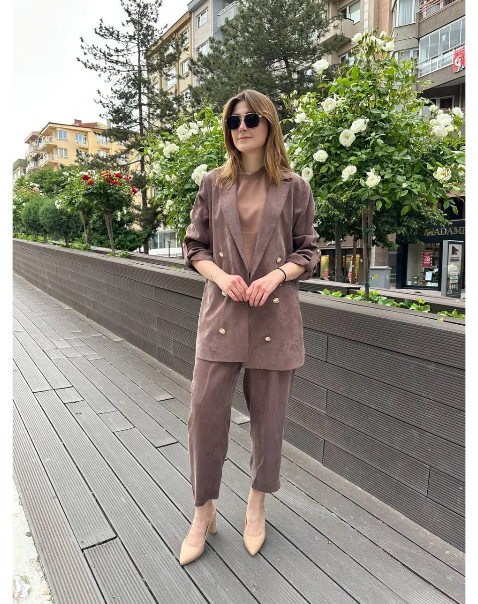 Ghisa 25YGSTKM3047 Kahve İpek İkili Takım