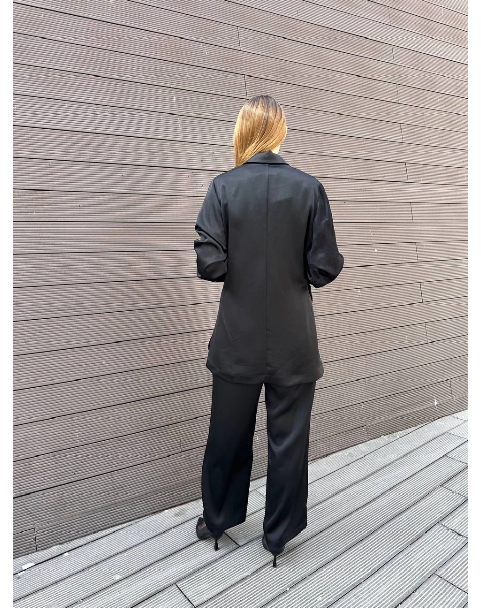 Ghisa 25YGSTKM3069 Siyah Bağlama Detaylı İkili Takım