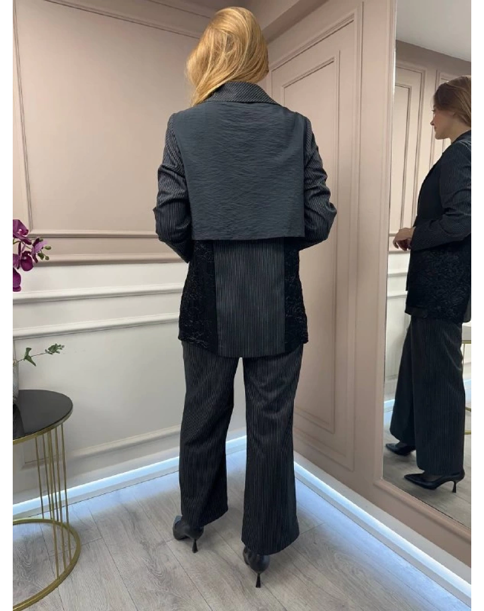 Ghisa 25YGSTKM3074 Siyah Ceket Pantolon Takım