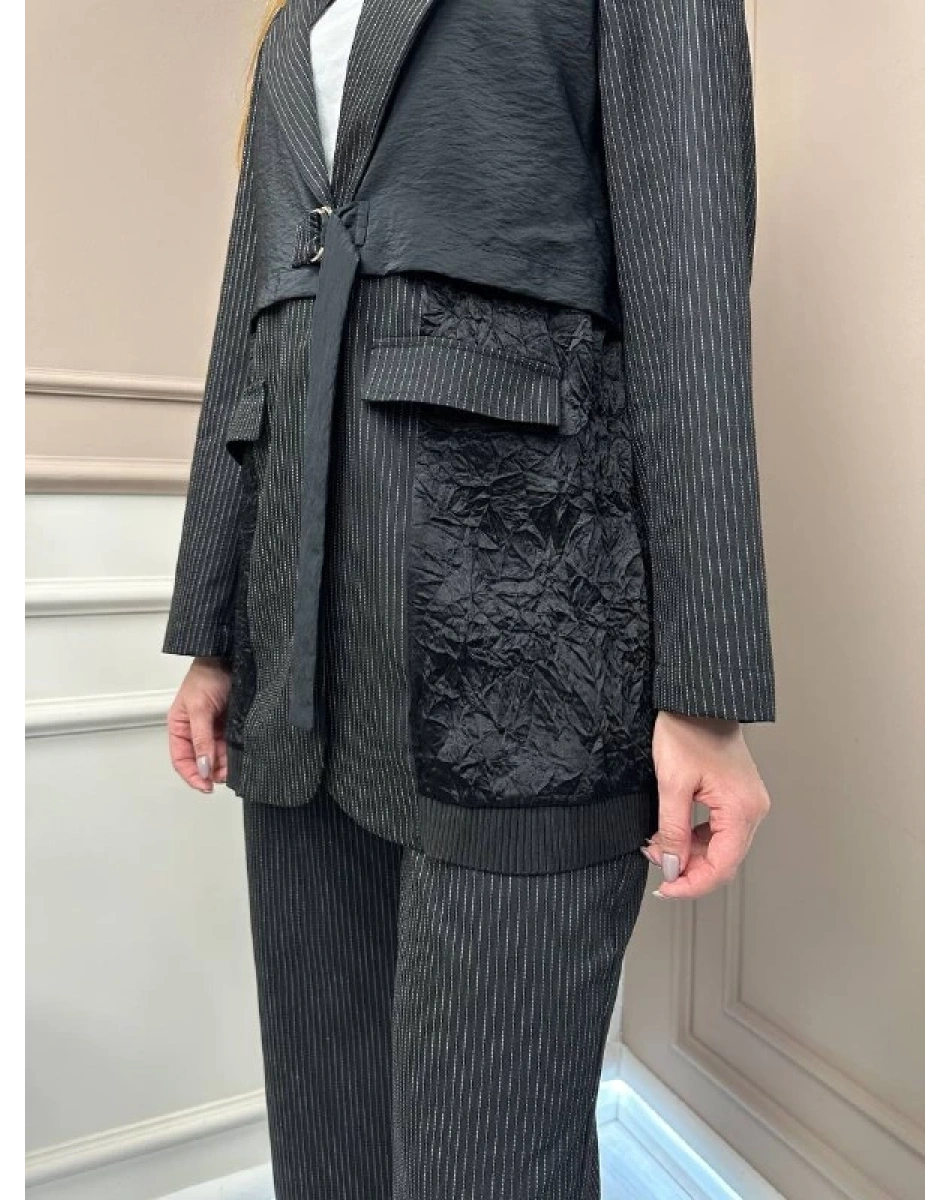 Ghisa 25YGSTKM3074 Siyah Ceket Pantolon Takım