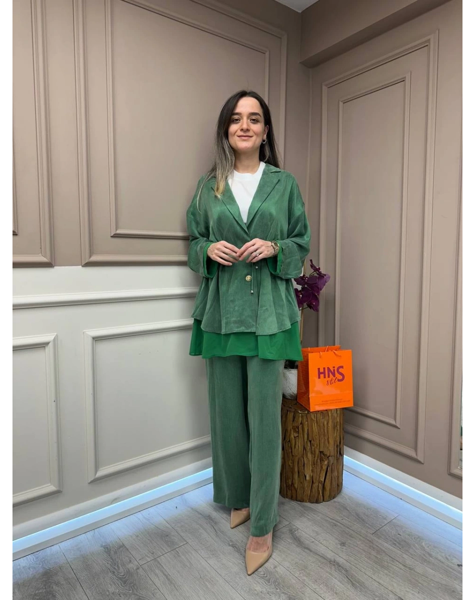 Ghisa 25YGSTKM3182 Yeşil Önü Bağlamalı İkili Takım