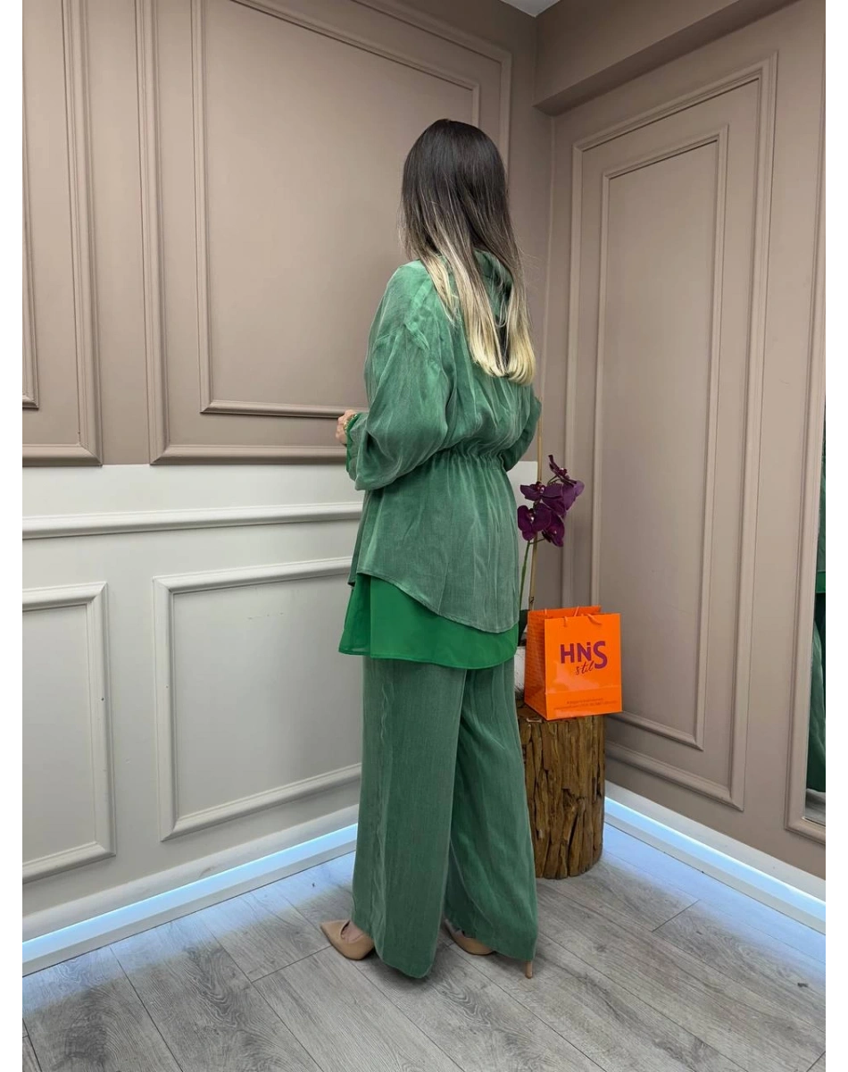 Ghisa 25YGSTKM3182 Yeşil Önü Bağlamalı İkili Takım