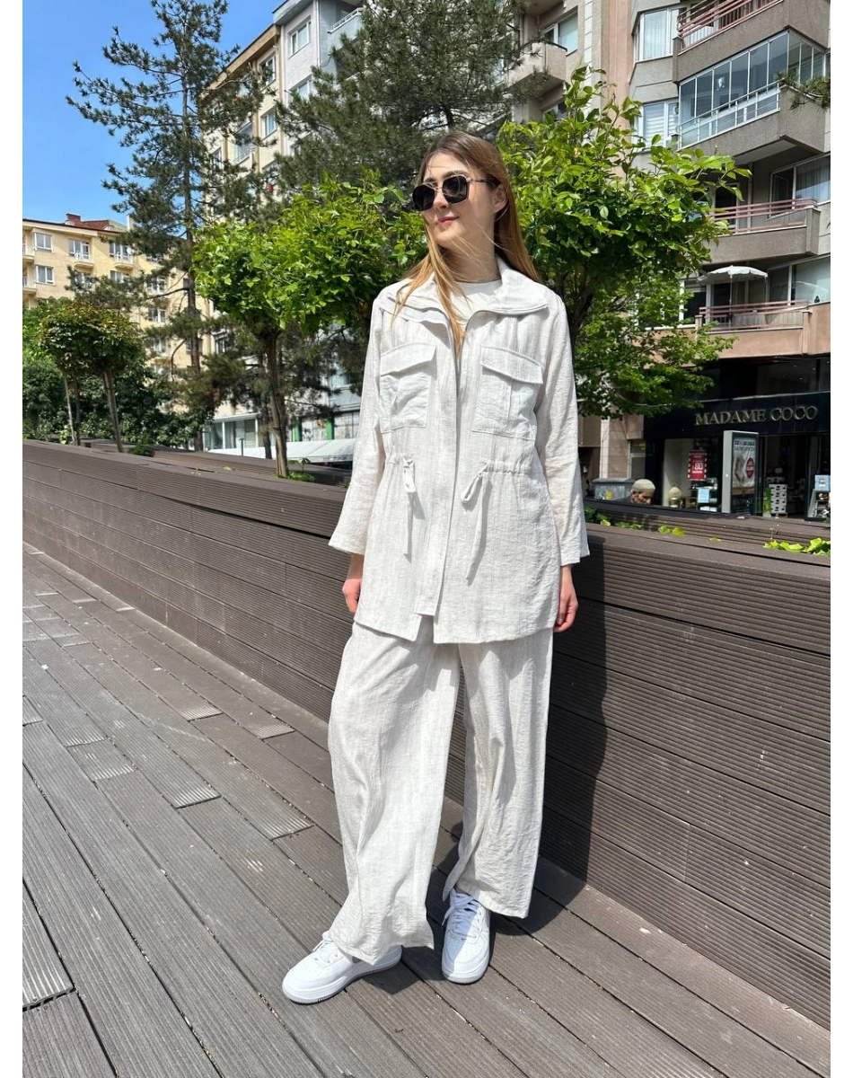 Ghisa 25YGSTKM3936 Ekru Beli Bağlamalı İkili Takım