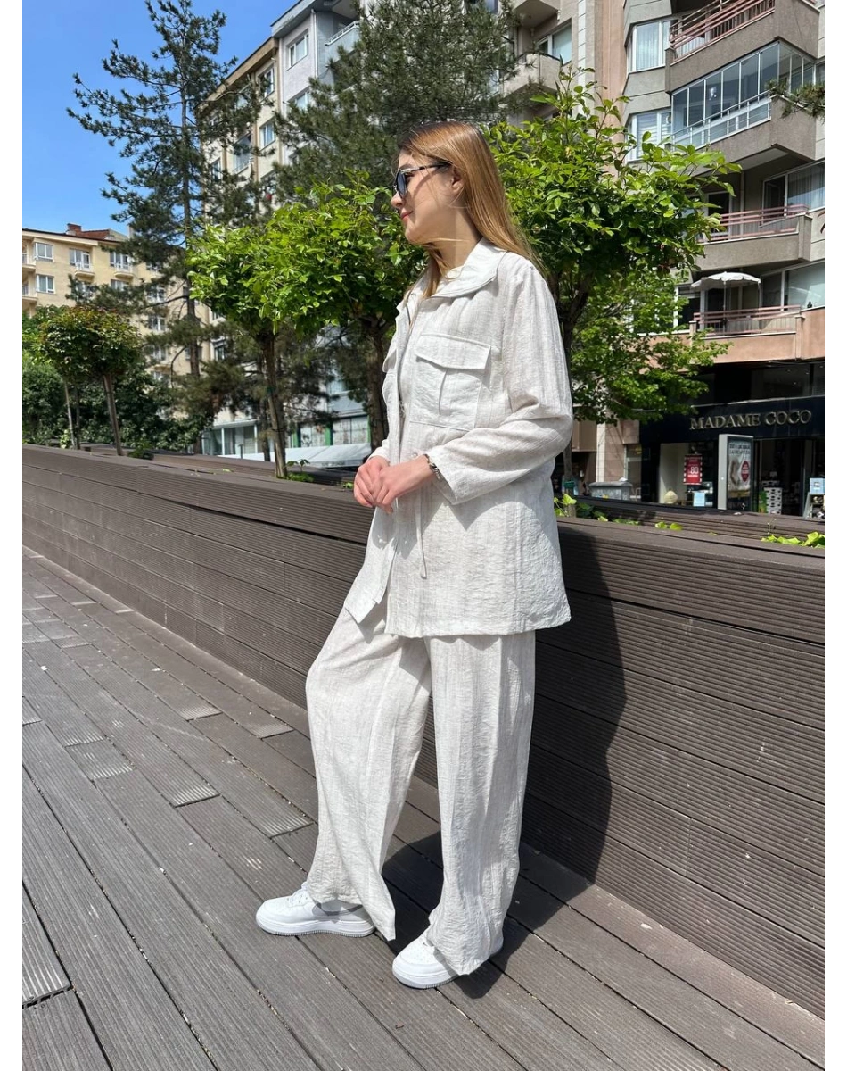 Ghisa 25YGSTKM3936 Ekru Beli Bağlamalı İkili Takım