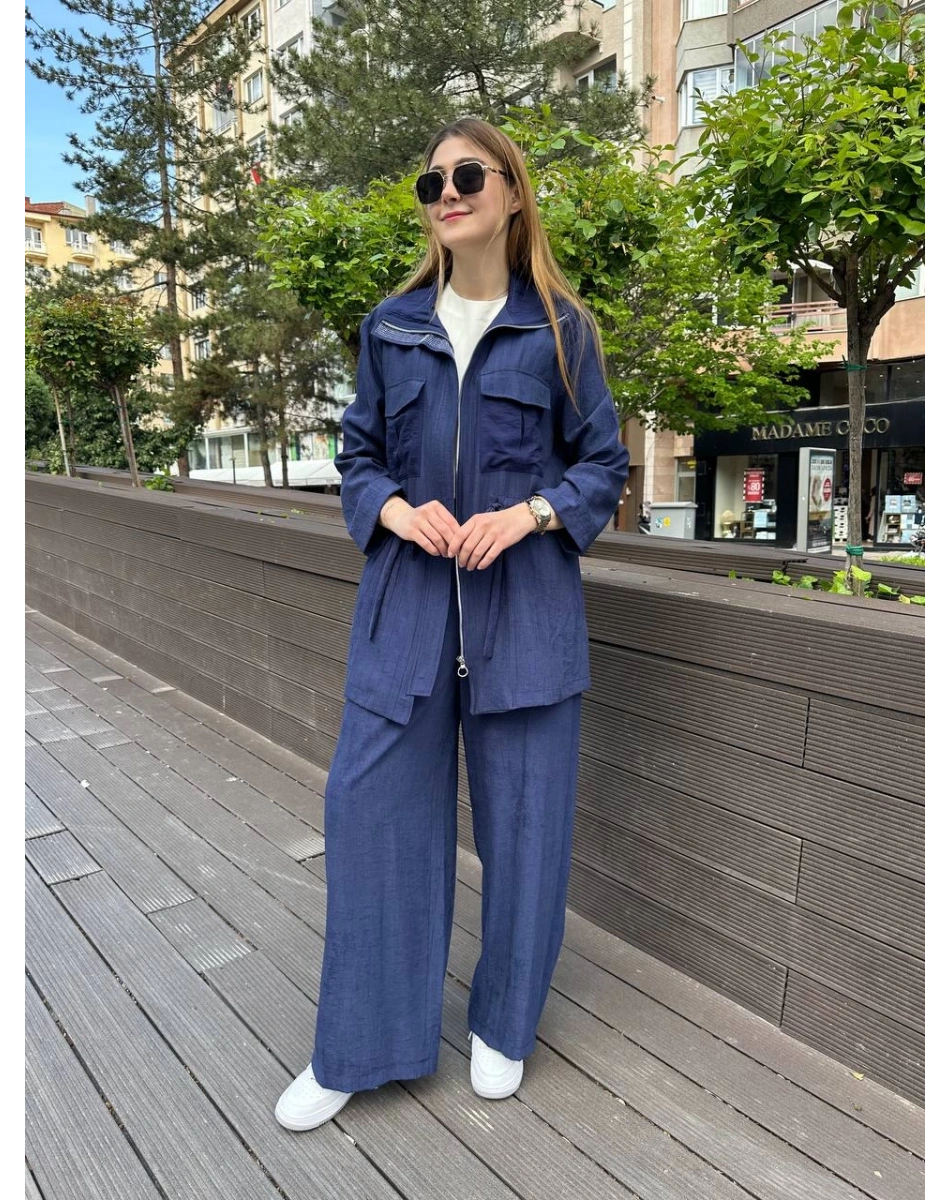 Ghisa 25YGSTKM3936 Lacivert Beli Bağlamalı İkili Takım