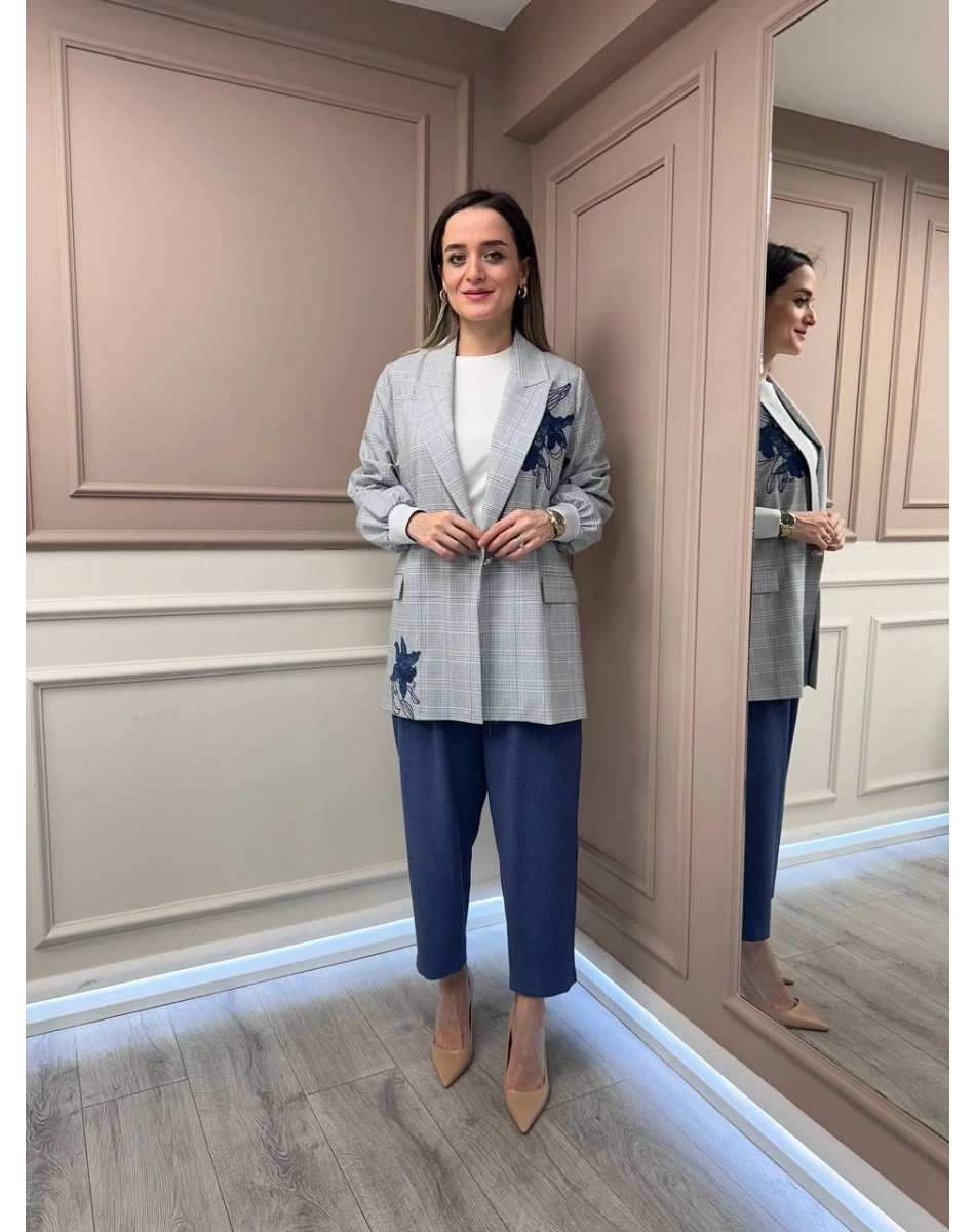Ghisa 25YGSTKM3940 Mavi Ceket Pantolon Takım