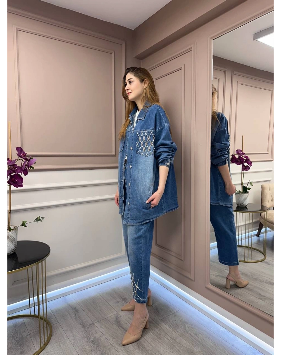 Ghisa 25YGSTKM3952 Mavi İkili Kot Takım