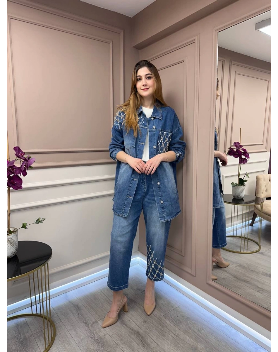 Ghisa 25YGSTKM3952 Mavi İkili Kot Takım