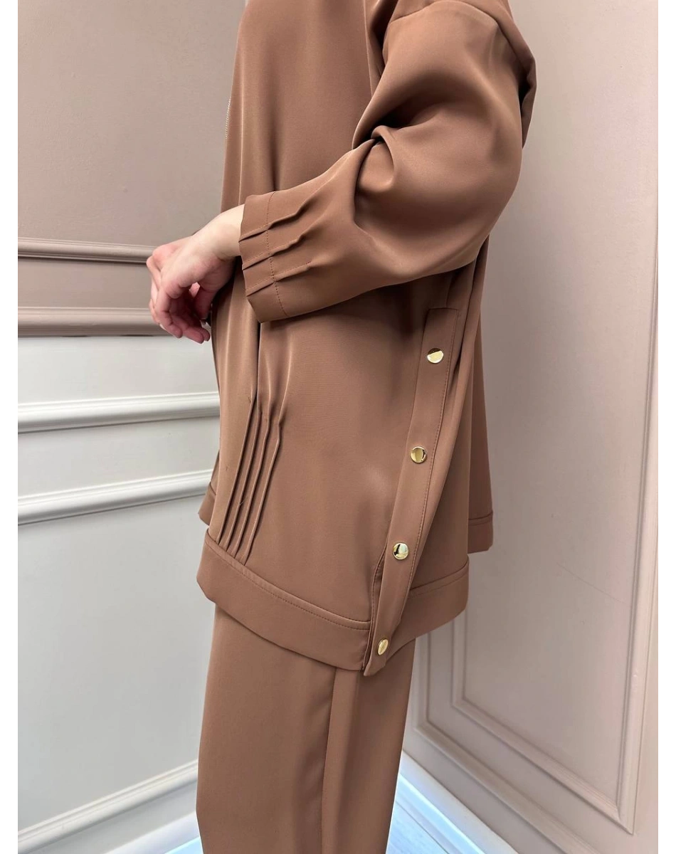 Ghisa 25YGSTKM4401 Kahve Fermuar Detaylı İkili Takım