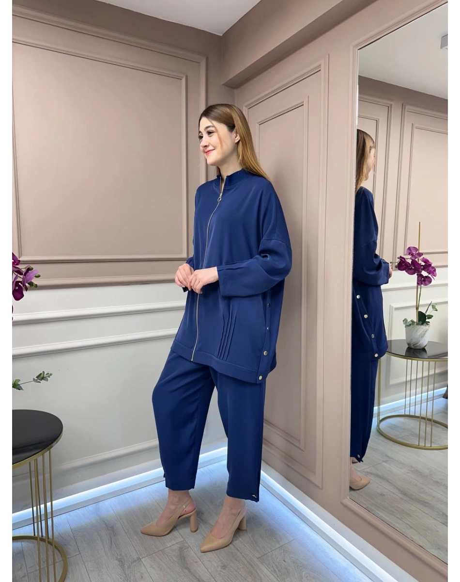 Ghisa 25YGSTKM4401 Lacivert Fermuar Detaylı İkili Takım