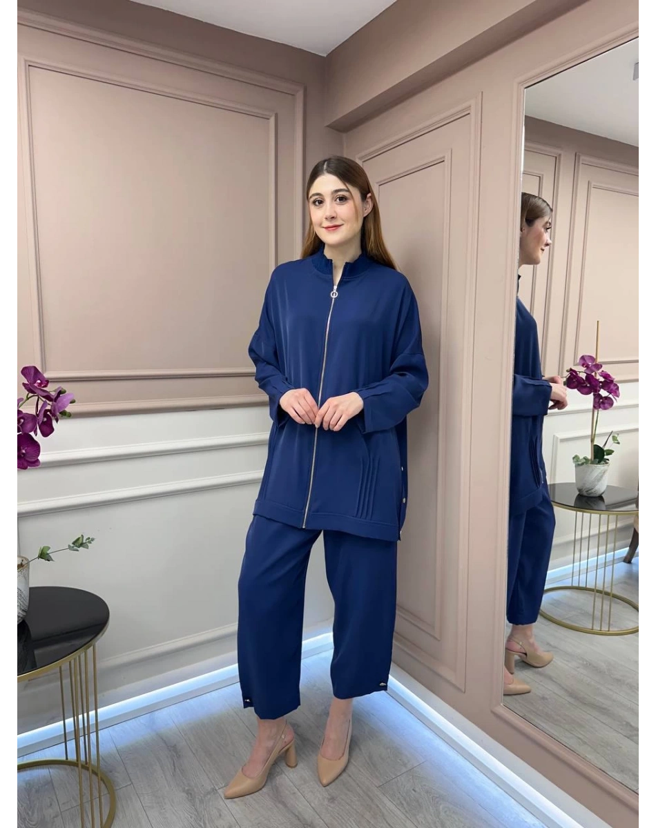 Ghisa 25YGSTKM4401 Lacivert Fermuar Detaylı İkili Takım