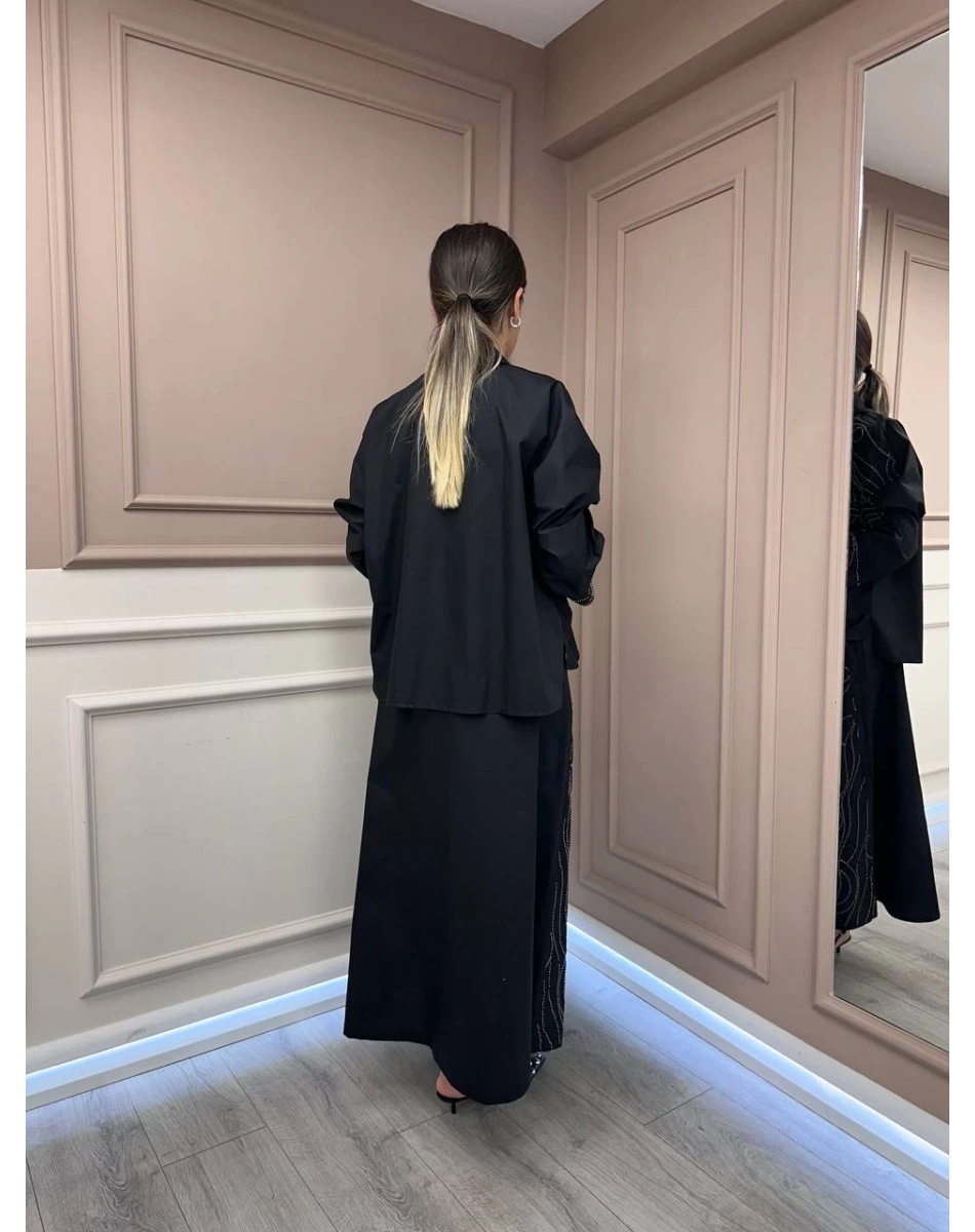 Ghisa 25YGSTKM4670 Siyah Taş Detaylı Etekli Takım