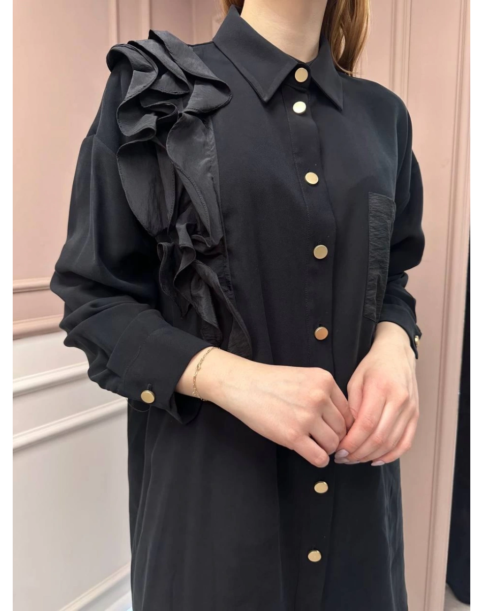 Ghisa 25YGSTKM4719 Siyah Yaka Detaylı İkili Takım