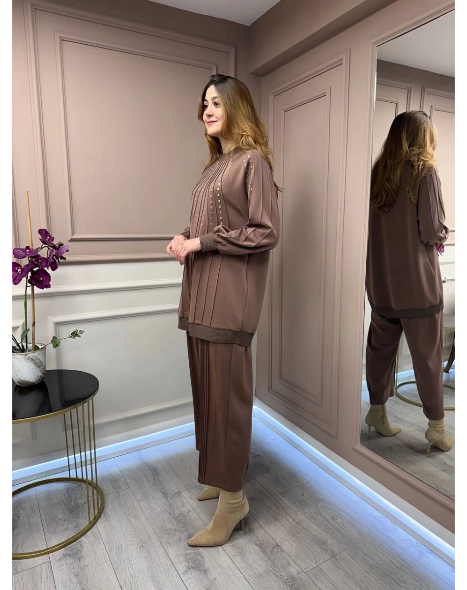 Ghisa 25YGSTKM4845 Kahve Zımba Detaylı Takım