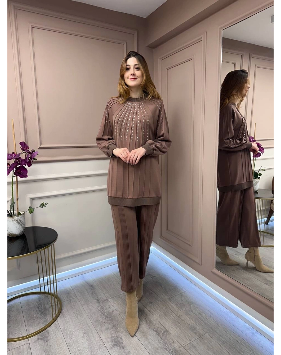 Ghisa 25YGSTKM4845 Kahve Zımba Detaylı Takım