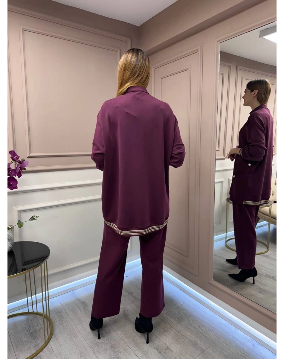 Ghisa 25YGSTKM4851 Mürdüm Düğme Detaylı Takım