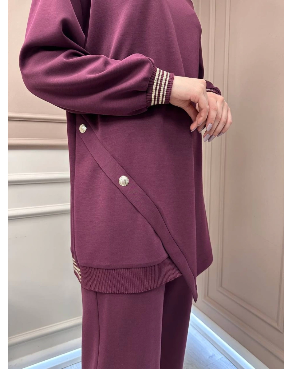 Ghisa 25YGSTKM4851 Mürdüm Düğme Detaylı Takım