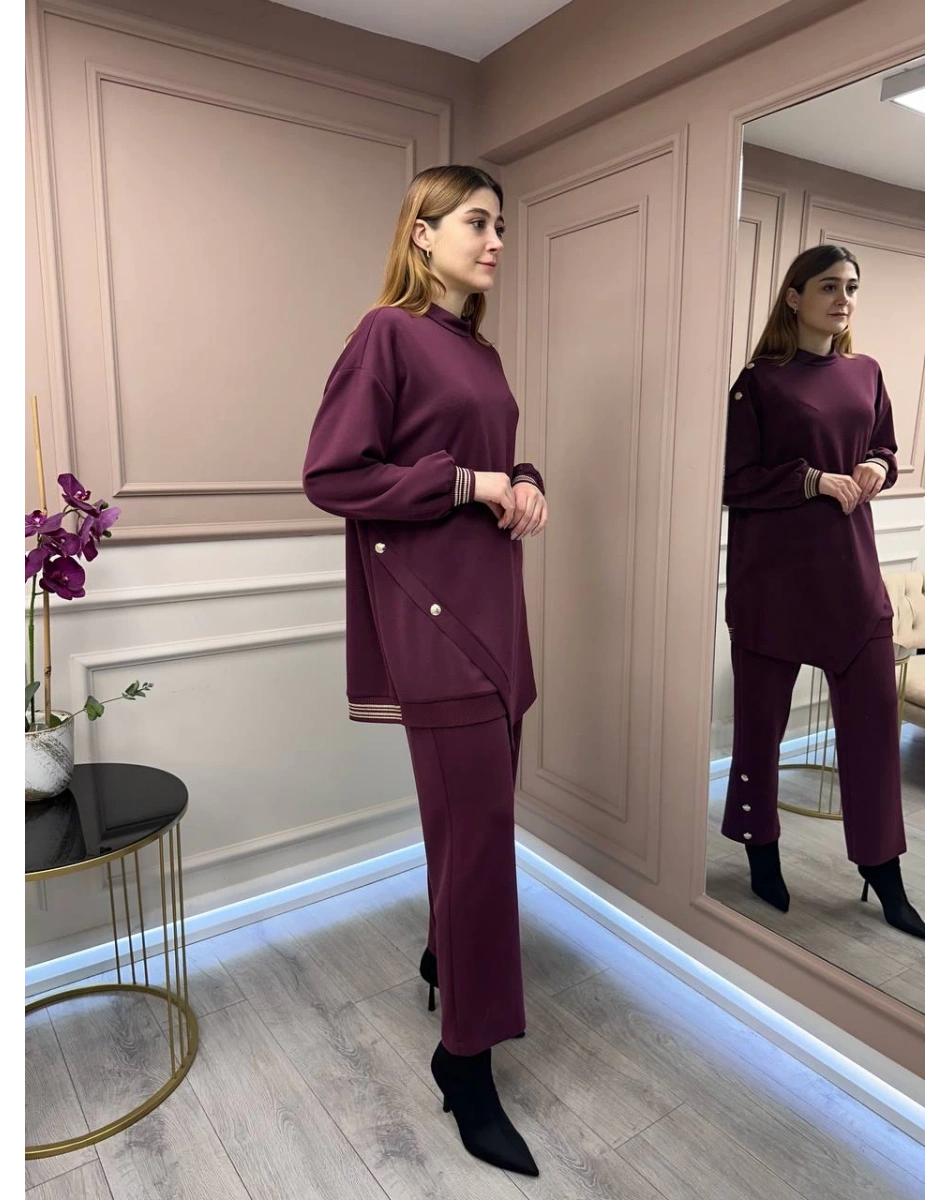 Ghisa 25YGSTKM4851 Mürdüm Düğme Detaylı Takım