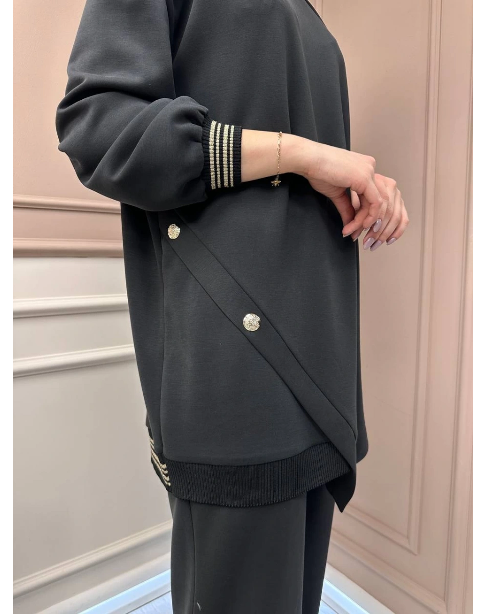 Ghisa 25YGSTKM4851 Siyah Düğme Detaylı Takım