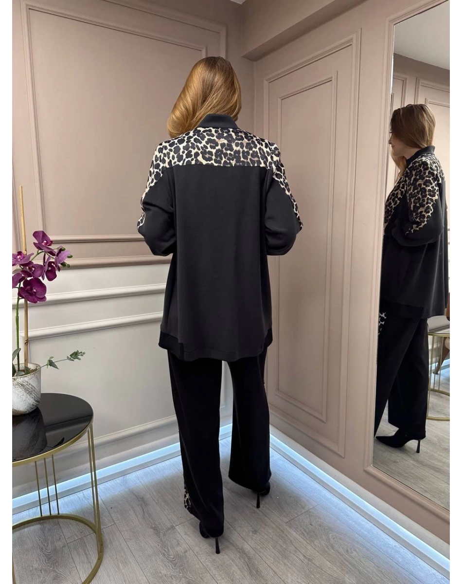 Ghisa 25YGSTKM4860 Siyah Leopar Detay Takım