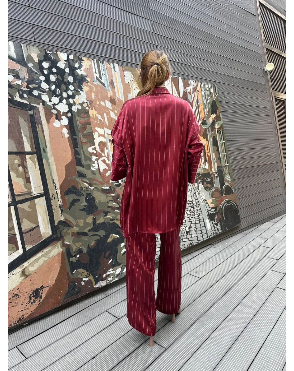 Ghisa 25YGSTKM4964 Bordo Çizgili İkili Takım