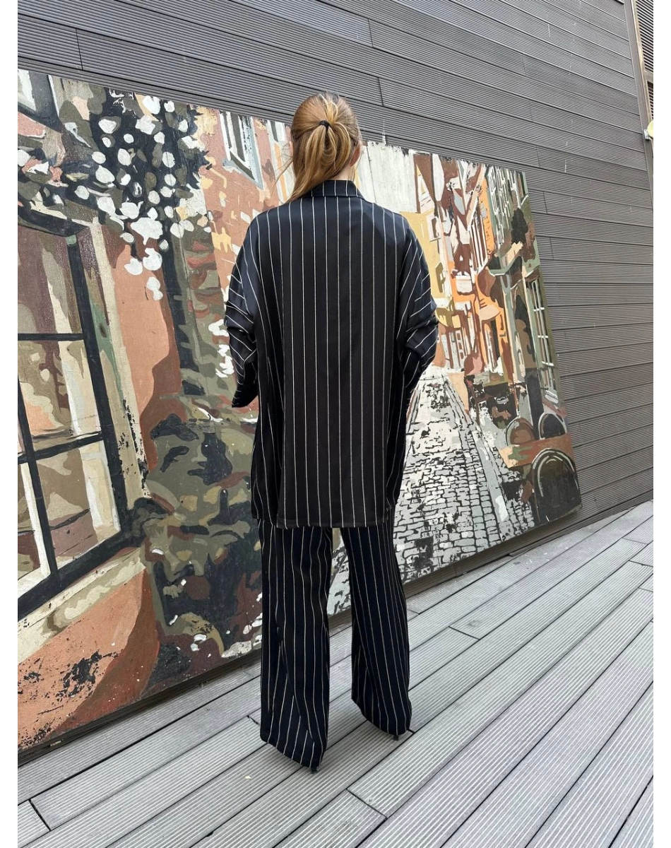 Ghisa 25YGSTKM4964 Siyah Çizgili İkili Takım