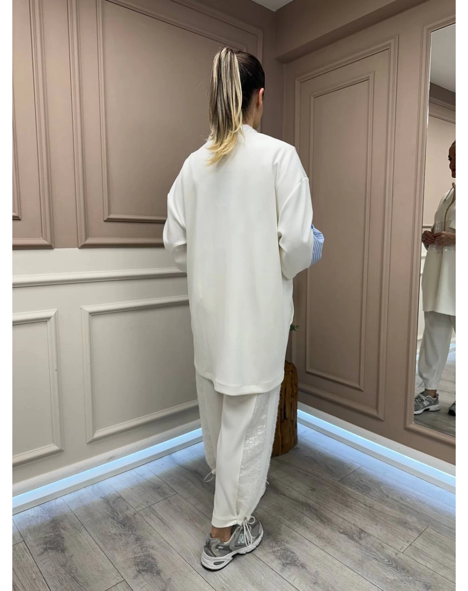 Ghisa 25YGSTKM4977 Ekru Payet Ve Çizgi Detaylı Takım