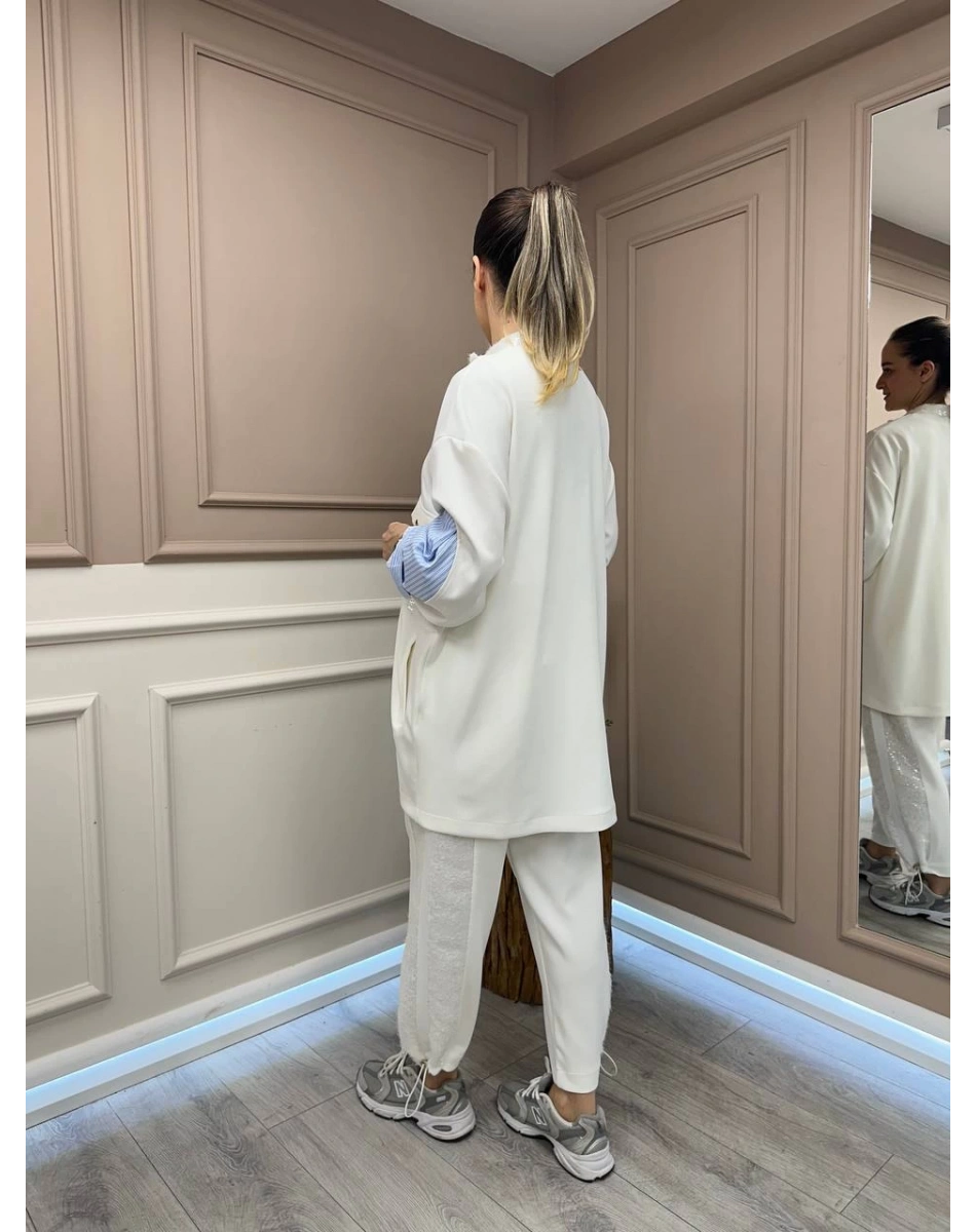 Ghisa 25YGSTKM4977 Ekru Payet Ve Çizgi Detaylı Takım