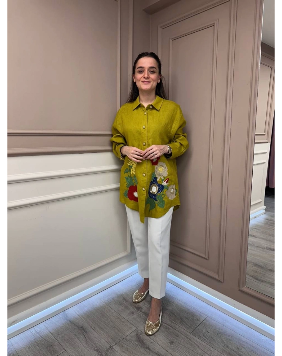 Ghisa 25YGSTNK4036 Hardal Nakış Detaylı Tunik