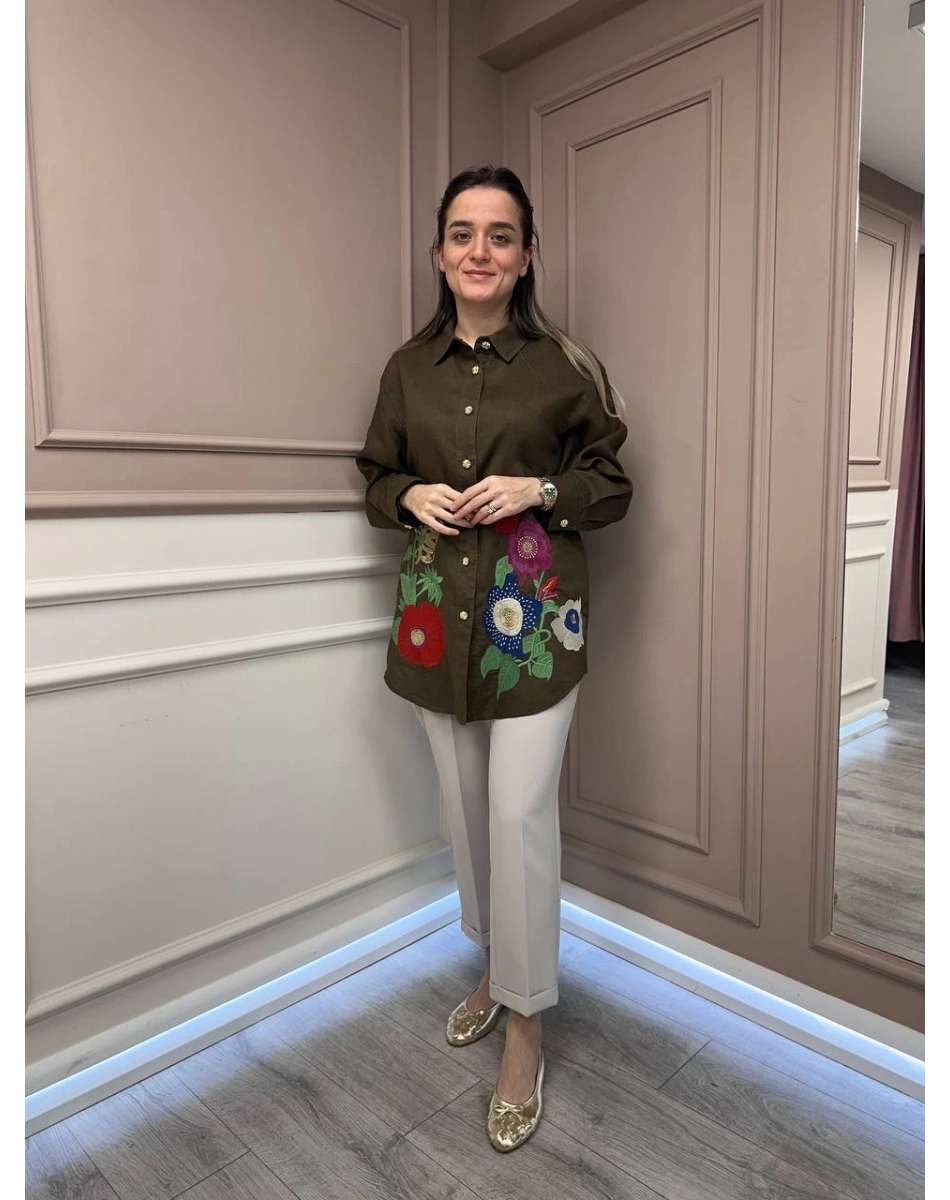 Ghisa 25YGSTNK4036 Kahve Nakış Detaylı Tunik