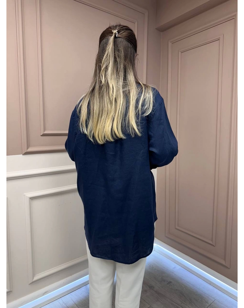 Ghisa 25YGSTNK4036 Lacivert Nakış Detaylı Tunik