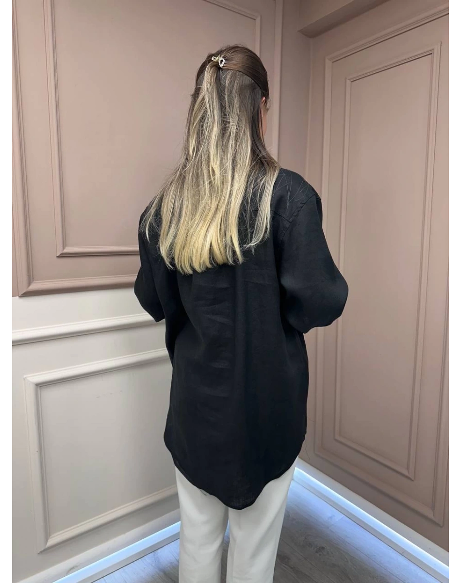 Ghisa 25YGSTNK4036 Siyah Nakış Detaylı Tunik