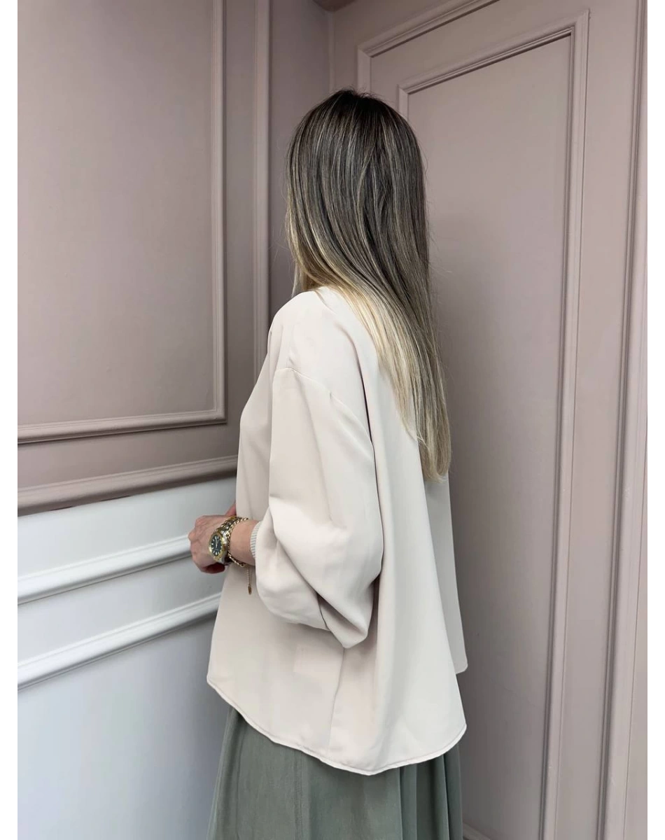 Ghisa 25YGSTNK4072 Bej Yakası Bağlama Detaylı Tunik