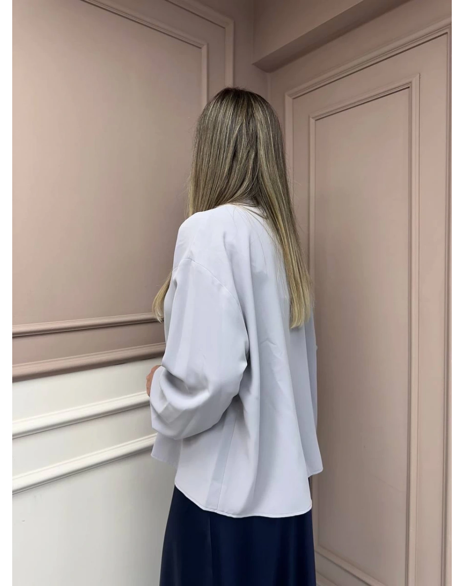 Ghisa 25YGSTNK4072 Gri Yakası Bağlama Detaylı Tunik