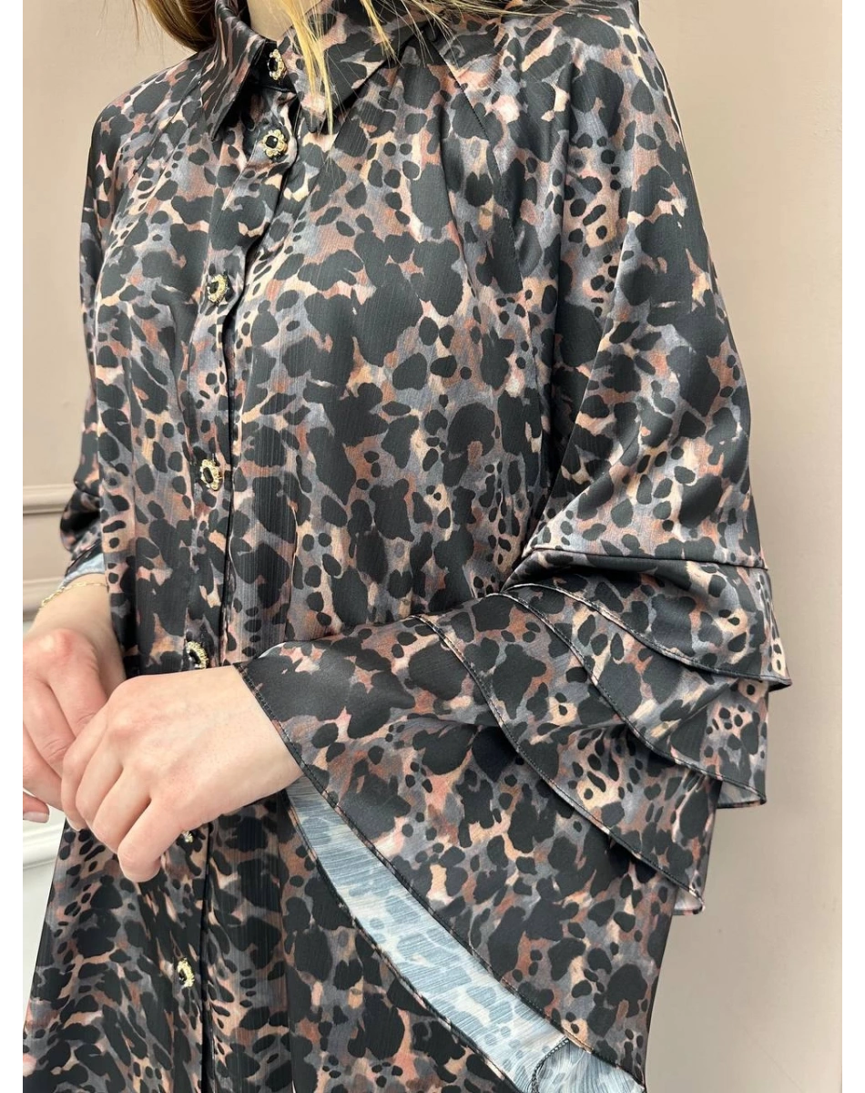 Ghisa 25YGSTNK4079 Siyah Kolları Detaylı Tunik