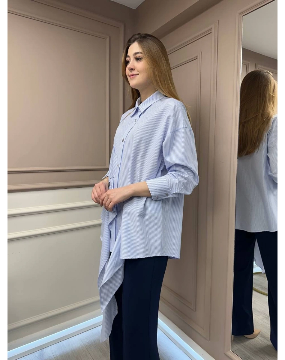 Ghisa 25YGSTNK4627 Açık Mavi Çizgili Tunik